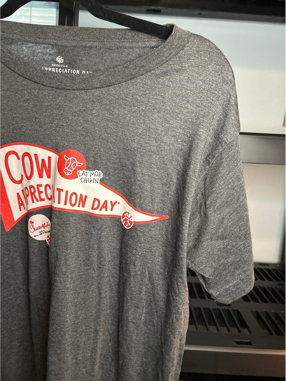 Chick-fil-A Cow Appreciation Day Graphic T-Shirt Medium Gray